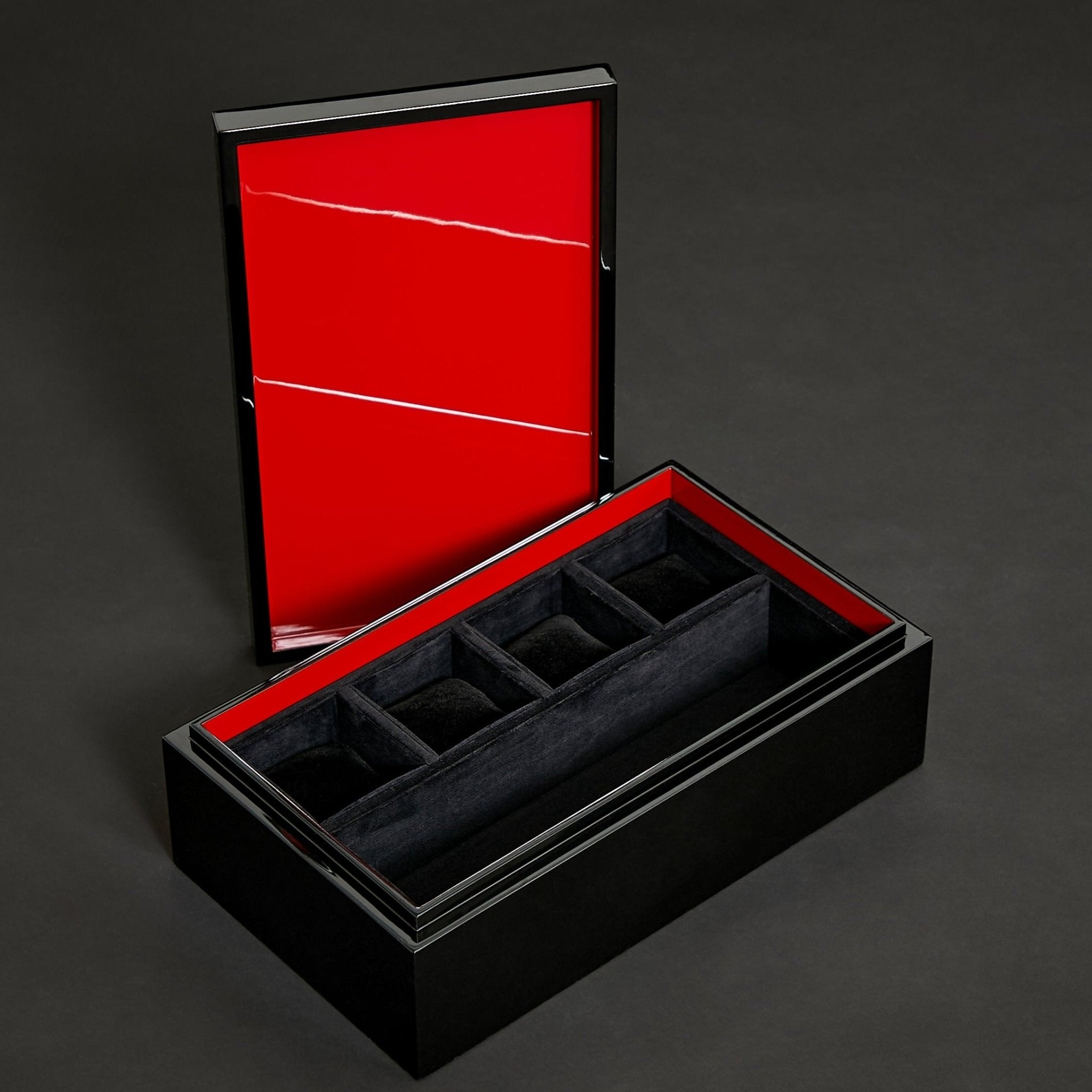 Handcrafted Japanese Urushi Lacquered Watch Box for 4 Timepieces - Decima Japan