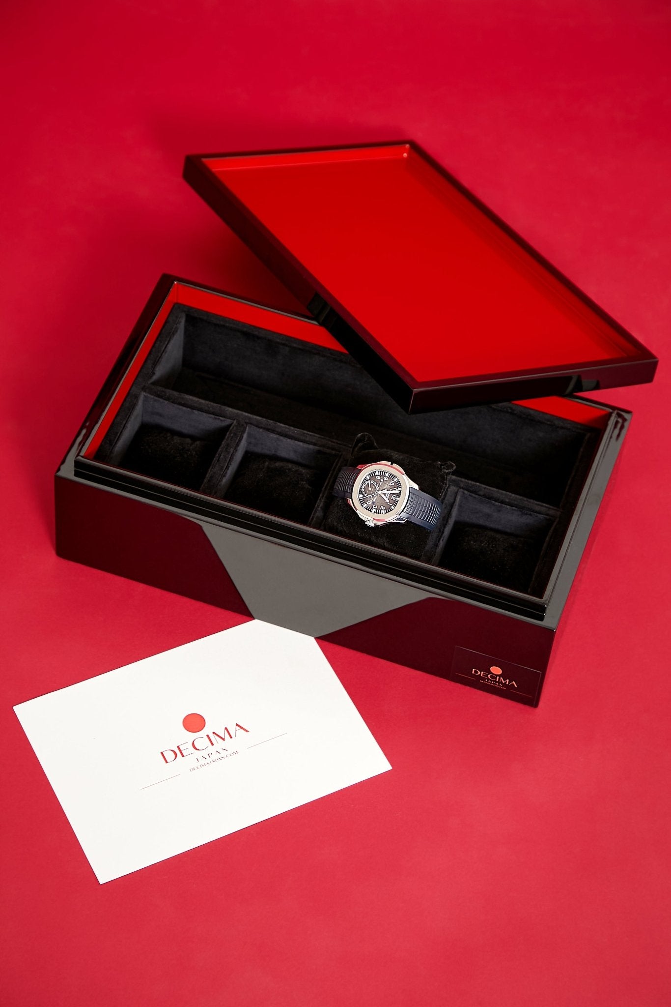 Handcrafted Japanese Urushi Lacquered Watch Box for 4 Timepieces - Decima Japan